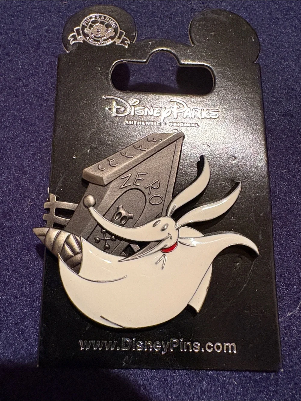 Disney White Zero Enamel Pin with Silver doghouse Accent